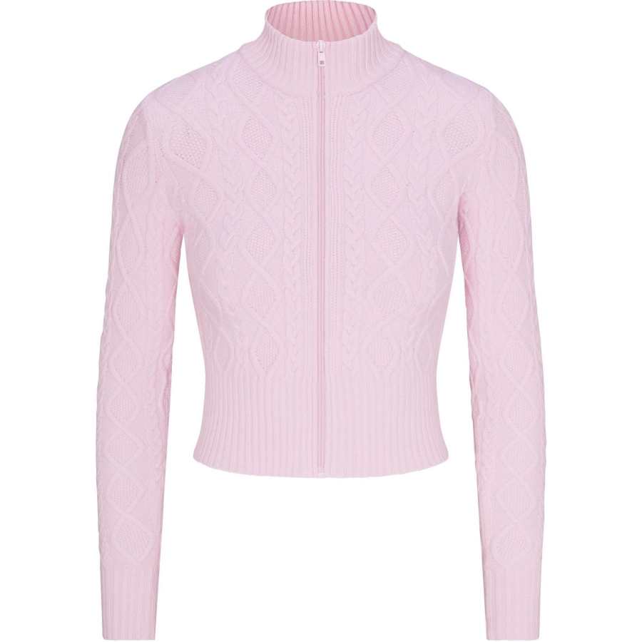 Skims FW24 Winter Warm Collection SWEATER KNIT ZIP UP Knitwear Women's BABY PINK/Light Pink