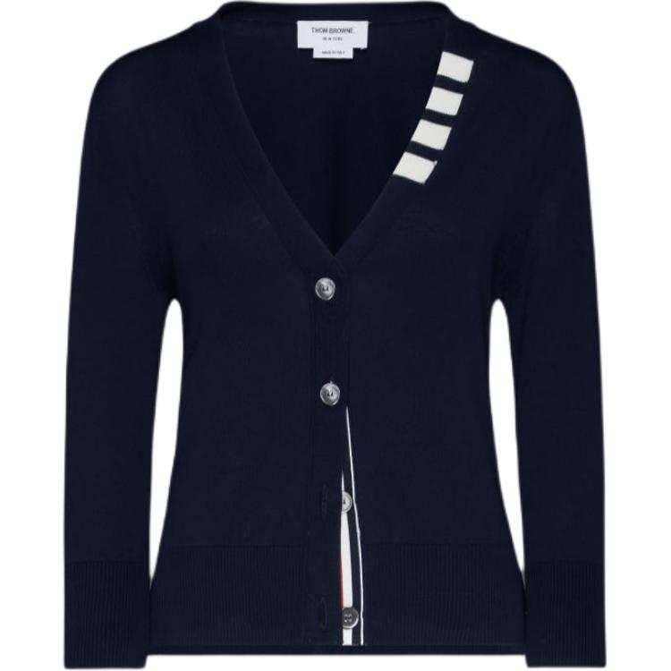 THOM BROWNE THOM BROWNE 4 Bar V Neck Cardigan