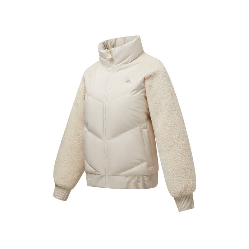 PEAK PEAK Down Jackets Women's White Light Khaki Stand Collar Thickened Down Jacket