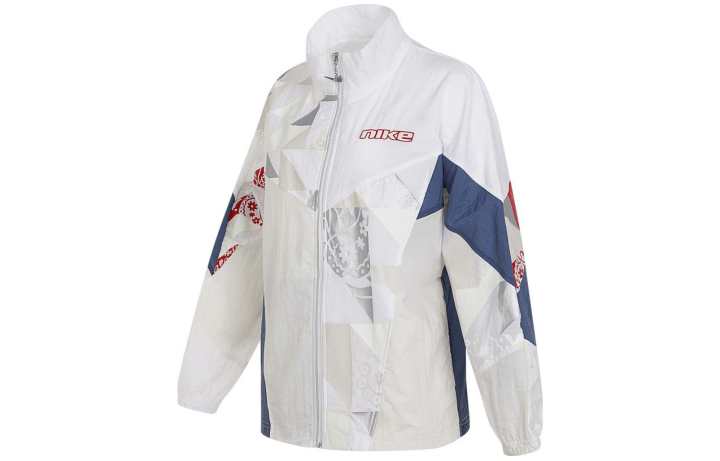 Nike Nike Women'ss Letter Print Colorblock Knit Jacket Beige