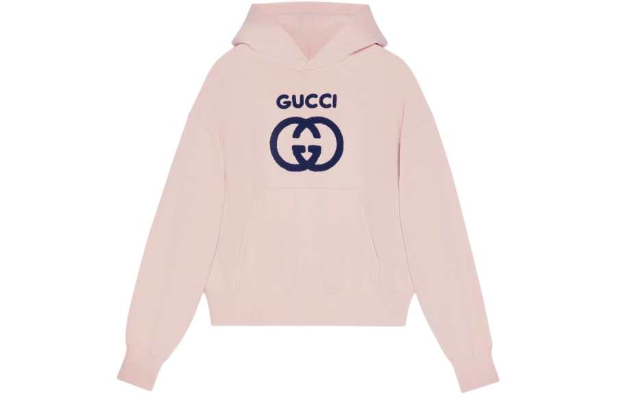 GUCCI Logo Embroidered Jersey Hoodie