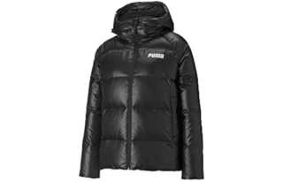 PUMA Down Jackets Women's Black Hooded Moderate Puffer Jacket