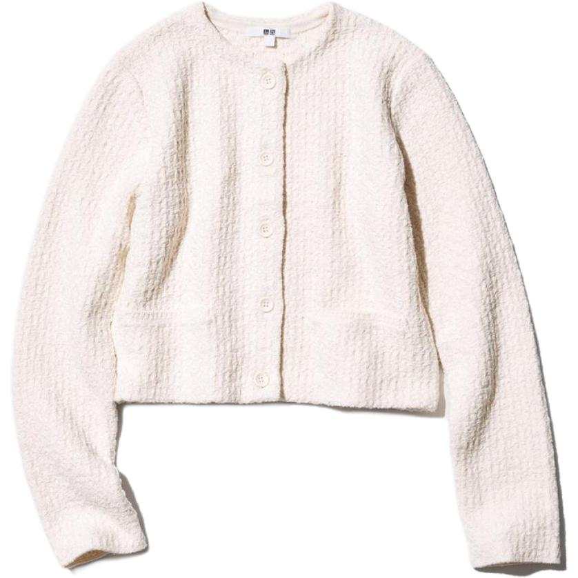 UNIQLO Knitwear Women's White Moderate Cardigan