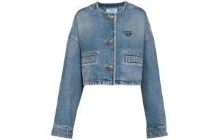Prada triangle-logo denim blouson jacket
