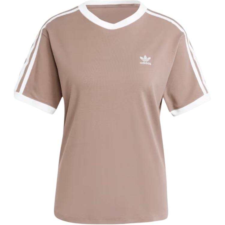 Adidas Originals Adidas Women's 3 Stripes T Shirt Trace Brown
