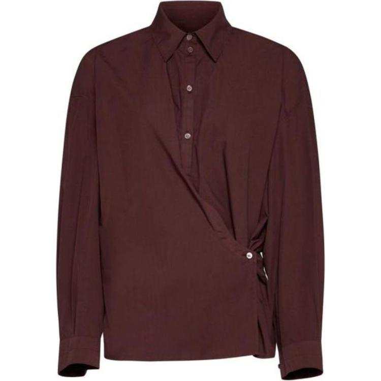Lemaire Straight Collar Twisted Shirt 'Cocoa Bean'