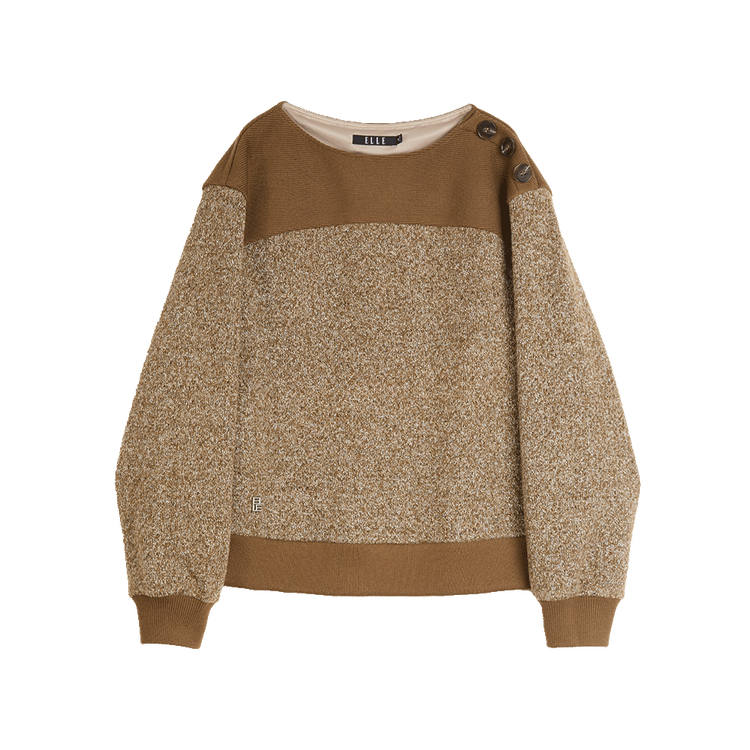 ELLE Sweatshirts Women's Coffee Crew Neck Moderate Regular
