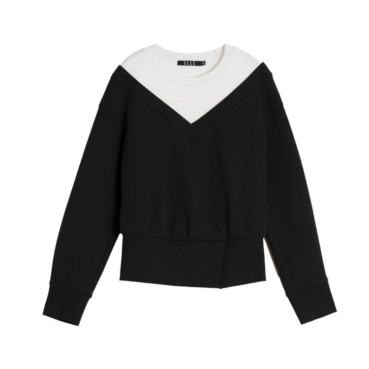 ELLE Sweatshirts Women's Black Crew Neck Moderate Regular