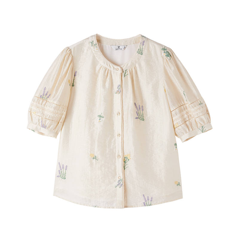 XIANGYING Shirt Women's Apricot
