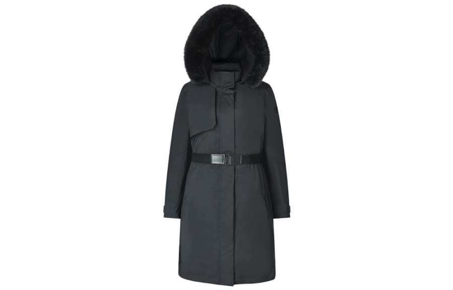 FILA Golf Down Jackets Women's Pitch Black Hooded Moderate Down Jacket