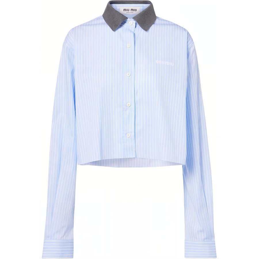 Miu Miu Logo-Embroidered Striped Shirt