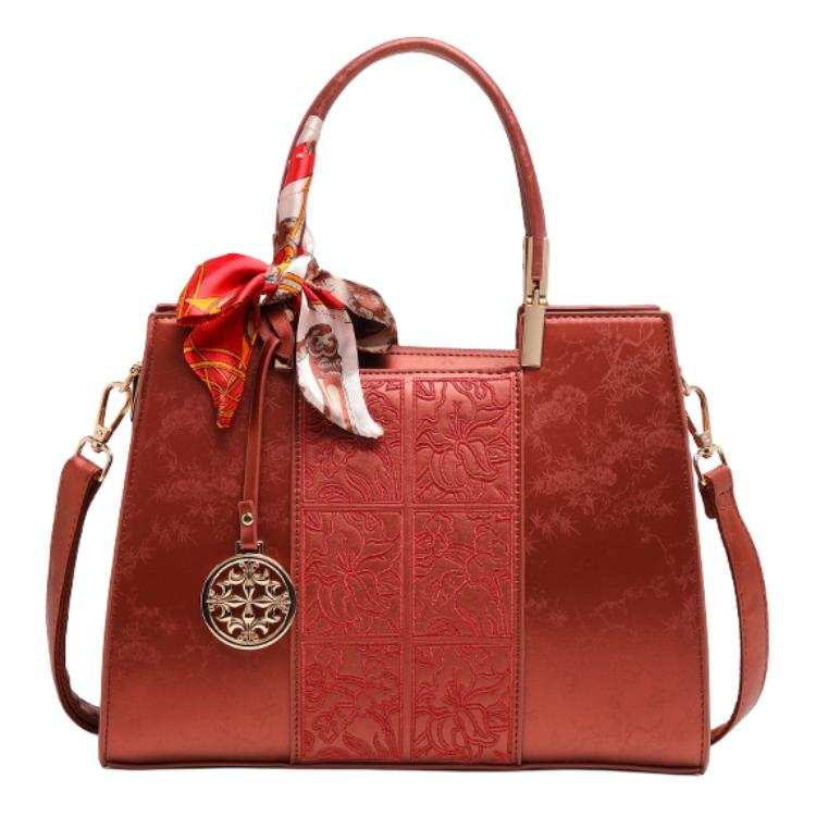 PAYOT Microfiber Synthetic Leather Shoulder Bag, Crossbody Bag, Handbag Women's Chinese Style Red