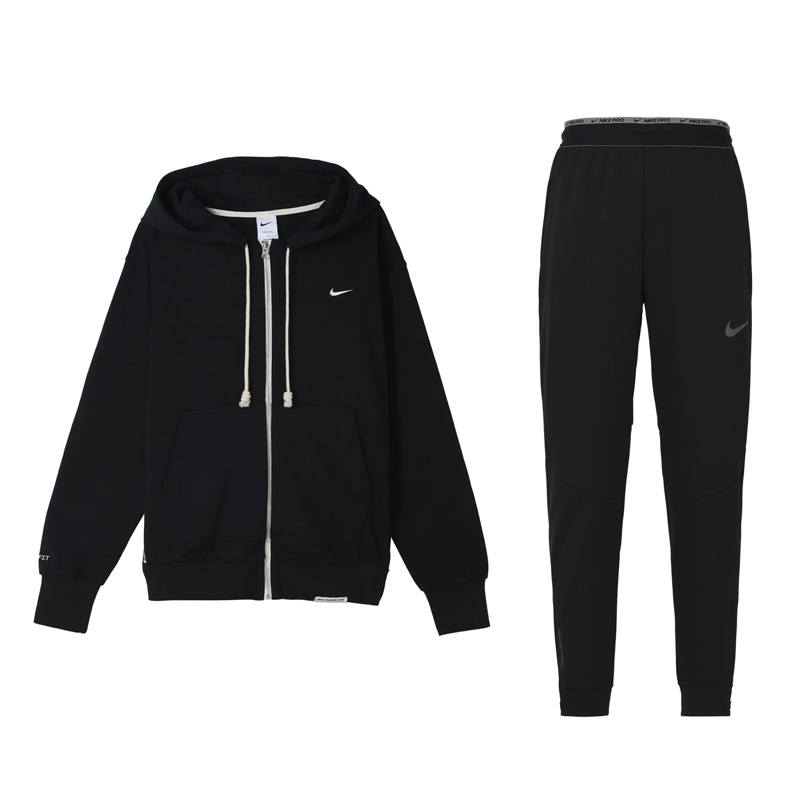 Nike Nike Logo Zippers Hooded Running Fitness Thermal Long Sleeved Fleece Lined Knitted Fabric Elastic Cuff Pants