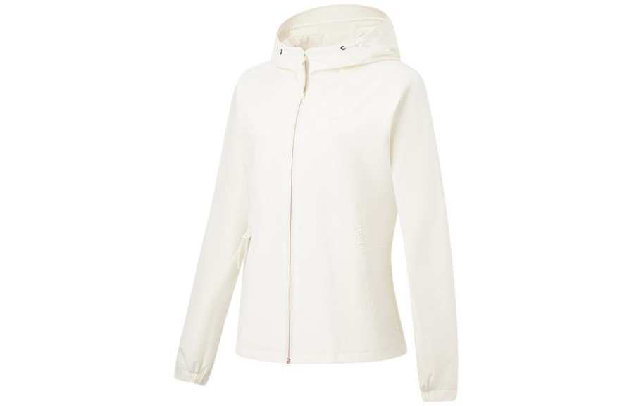 Li-Ning Li Ning Fitness Series Jackets Women's Champagne White Hooded Moderate Other