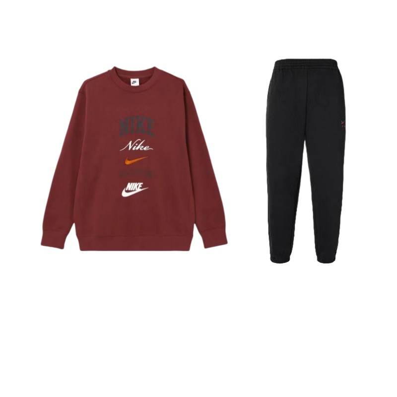 Nike Nike Club Fleece Letter Crew Neck Fleece Lined Long Sleeved Top American Vintage Pants Casual Sportswear Unisex