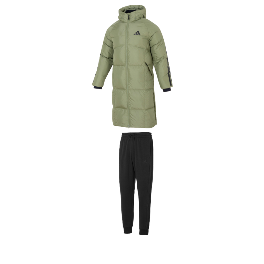 Adidas Adidas Casual Sportswear Men's Green Top+Black Bottom Hooded Moderate