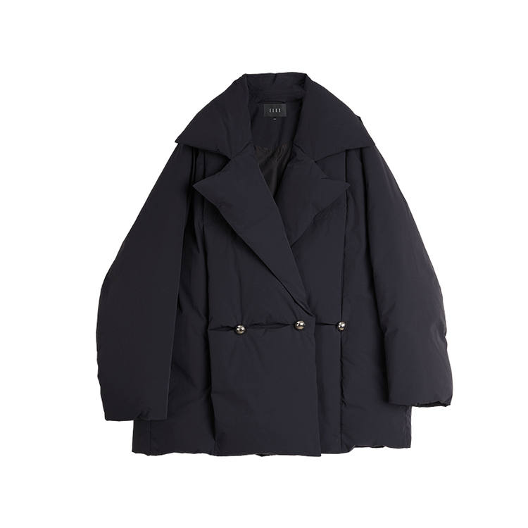 ELLE ELLE Down Jackets Women's Black Lapel Thickened