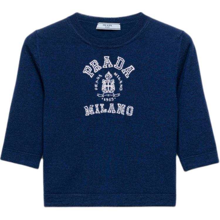 PRADA Prada logo-intarsia cashmere T-shirt