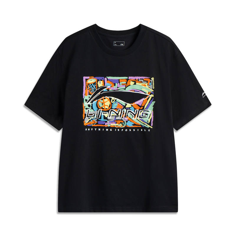 Li-Ning Li Ning T Shirts Unisex Crew Neck Moderate Straight Fit