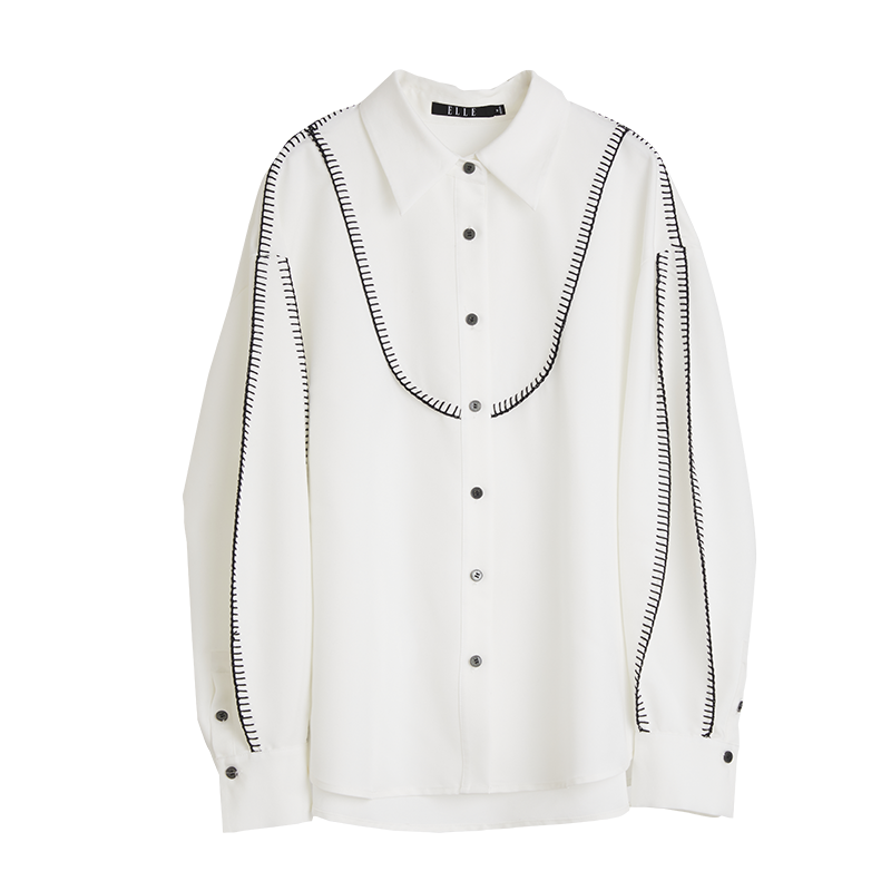 ELLE Shirts Women's White Pointed Collar Moderate Other