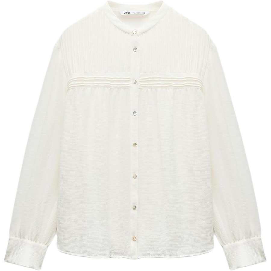 ZARA Shirts Women's White Crew Neck Moderate