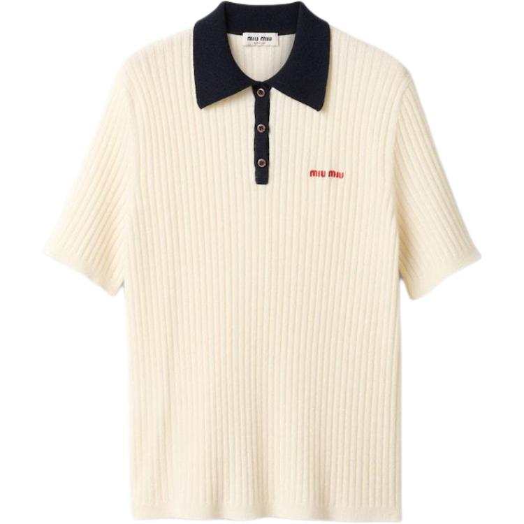 MIU MIU Ribbed Cashmere Polo Shirt