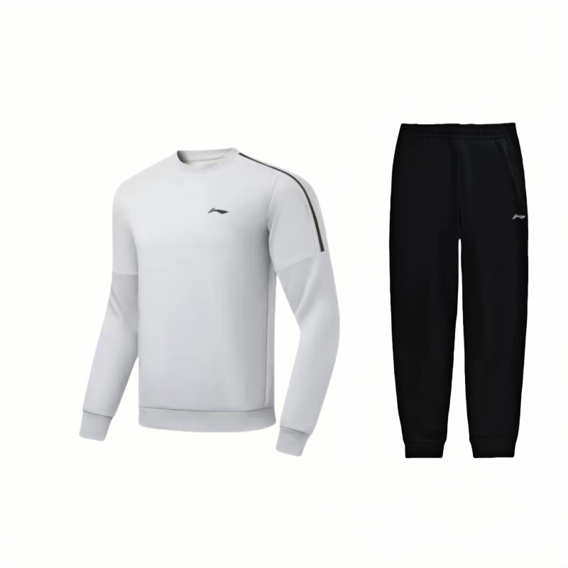 Li-Ning Li Ning Brand Logo Crew Neck Long Sleeved Sweatshirt With Elastic Cuff And Fleece Lined Pants Casual Sportswear Unisex