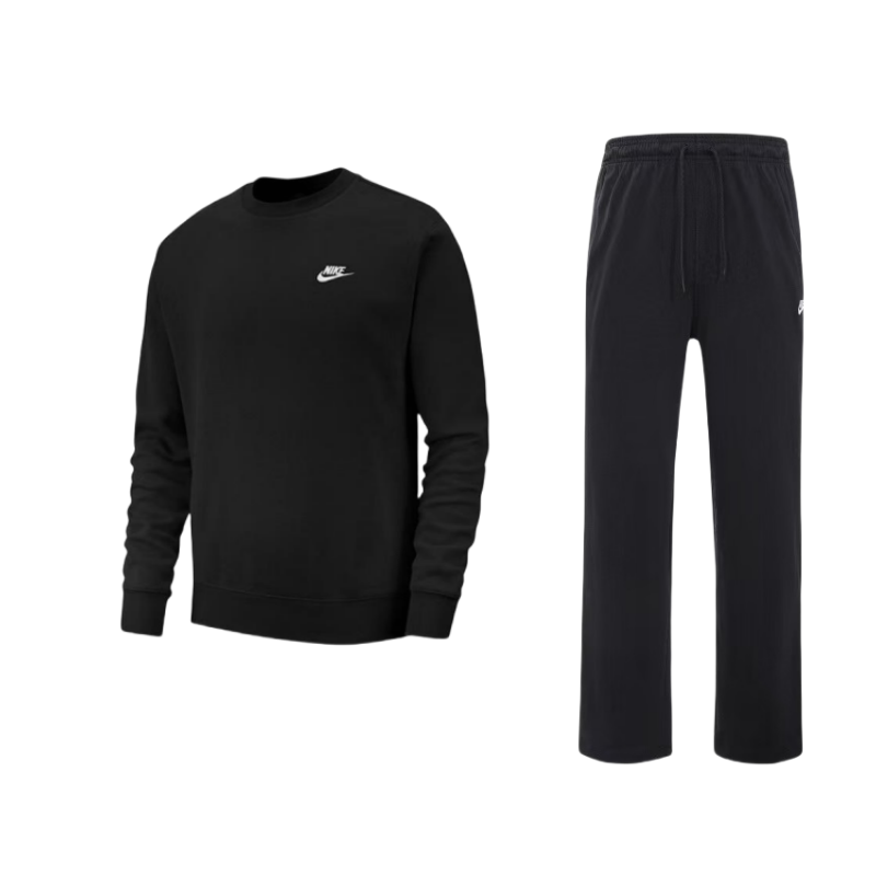 Nike Nike Sportswear Club Logo Long Sleeved Fleece Lined Long Sleeved Mid Rise Solid Color Lace Up Pants Casual Sportswear