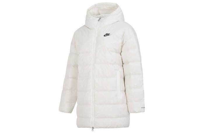 Nike Nike Down Jackets Women's White Hooded Moderate Quilted Down Jacket
