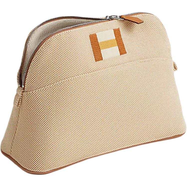 HERMES Bolide Polyester Travel Storage Bag Medium Women's Honey