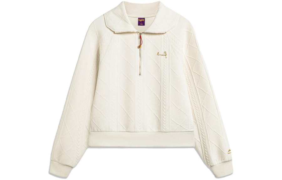 Li-Ning Li Ning Earning Money Every Day Collection Sports Trendy Collection Sweatshirt Women's Ecru