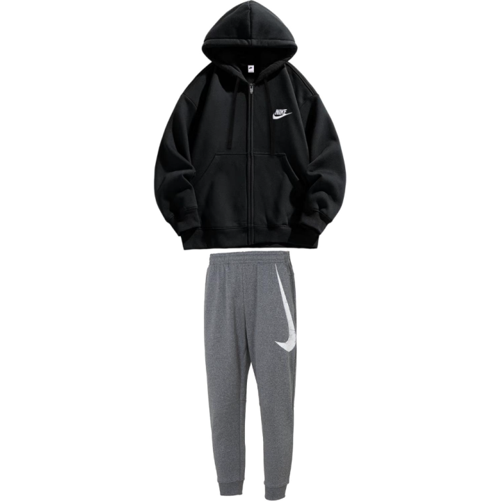Nike Nike Casual Sportswear Men's Set Black Top+Gray Pants Hooded Moderate