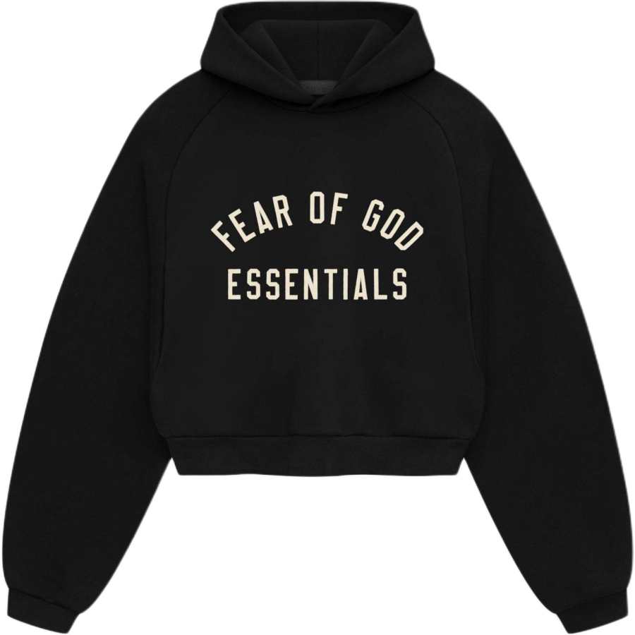 Fear Of God Essentials Women's Fleece Cropped Hoodie FW24 Black