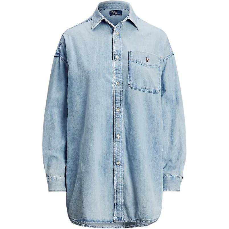 Polo Ralph Lauren Shirt Loose Fit Large Size Women's Light Indigo
