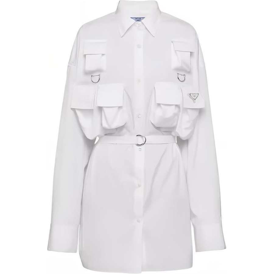 PRADA PRADA Shirts Women's White Lapel Moderate Other