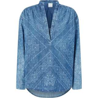 Pinko Bandana Print Long-Sleeve Denim Top