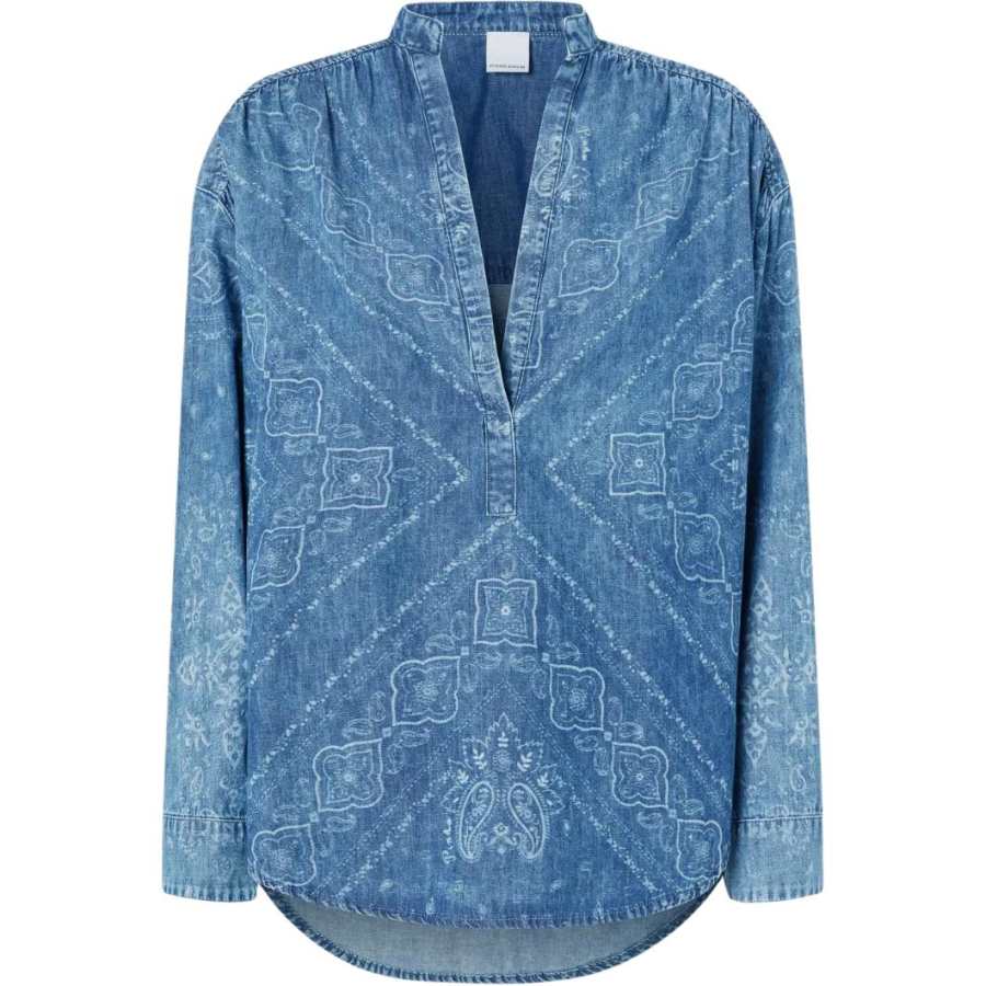 PINKO Pinko Bandana Print Long-Sleeve Denim Top