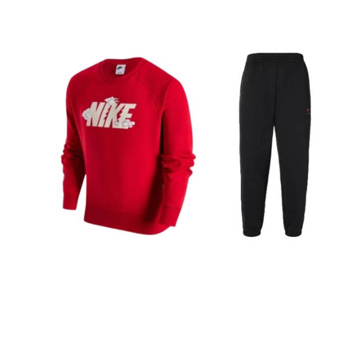 Nike Nike CNY Collection Fleece Lined Crew Neck Pullover Long Sleeved Mid Rise Elastic Pants Casual Sportswear Unisex