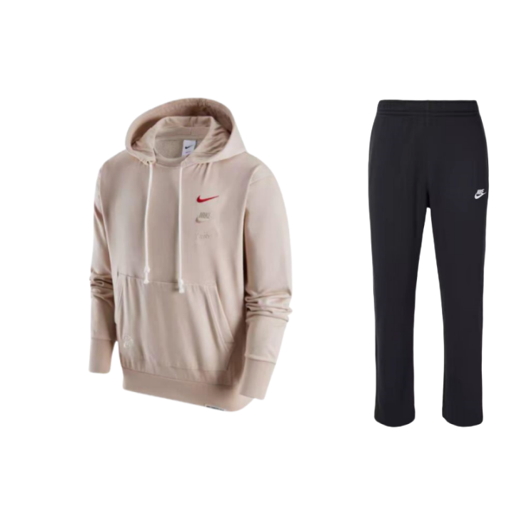 Nike Nike CNY Logo Patterned Print Pullover Fleece Lined Hoodie Knitted Fabric Pants Casual Sportswear Unisex