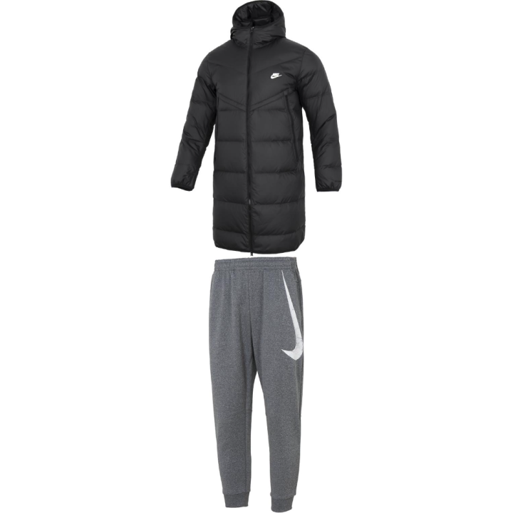 Nike Nike Casual Sportswear Men's Set Black Top+Gray Pants Hooded Moderate