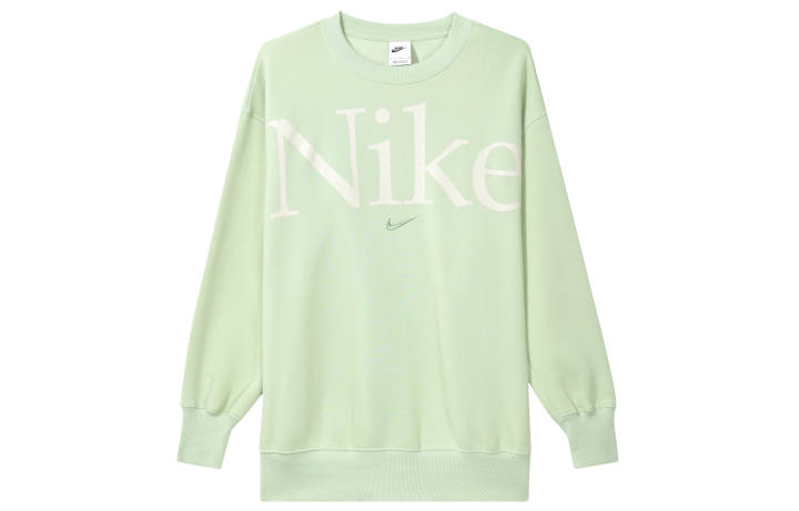Nike Nike Sportswear Phoenix Fleece Letter Crew Neck Pullover Fleece Lined Sweatshirt Women's Light Olive Green Gray