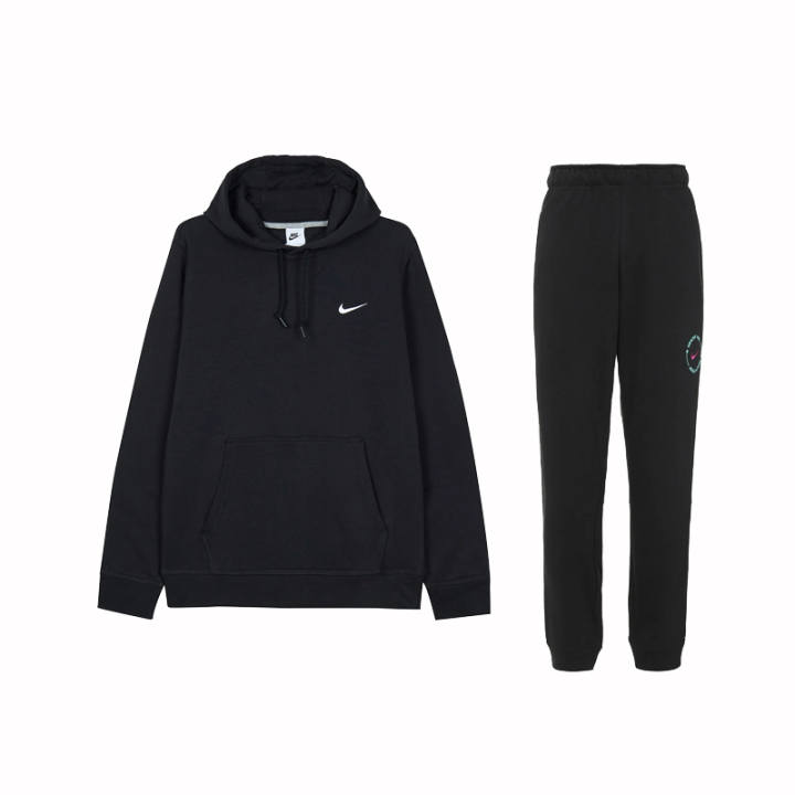 Nike Nike Hooded Fleece Lined Comfortable Long Sleeve Hoodies With Solid Color Elastic Cuff Pants Casual Sportswear Men's
