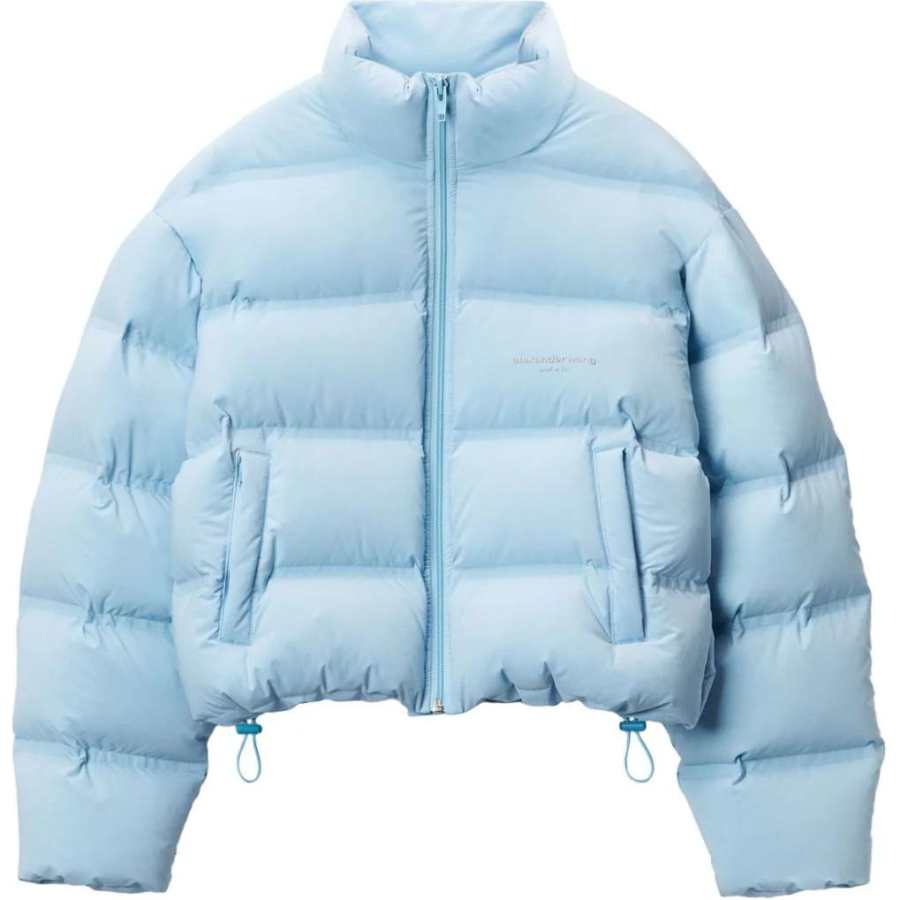 Alexander Wang Jacquard Channel Cropped Reflective Logo Puffer Oxford Blue