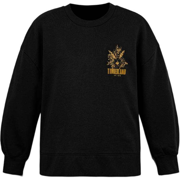 Timberland Casual Loose Fit Crew Neck Fleece Lined Sweatshirt Women's Black