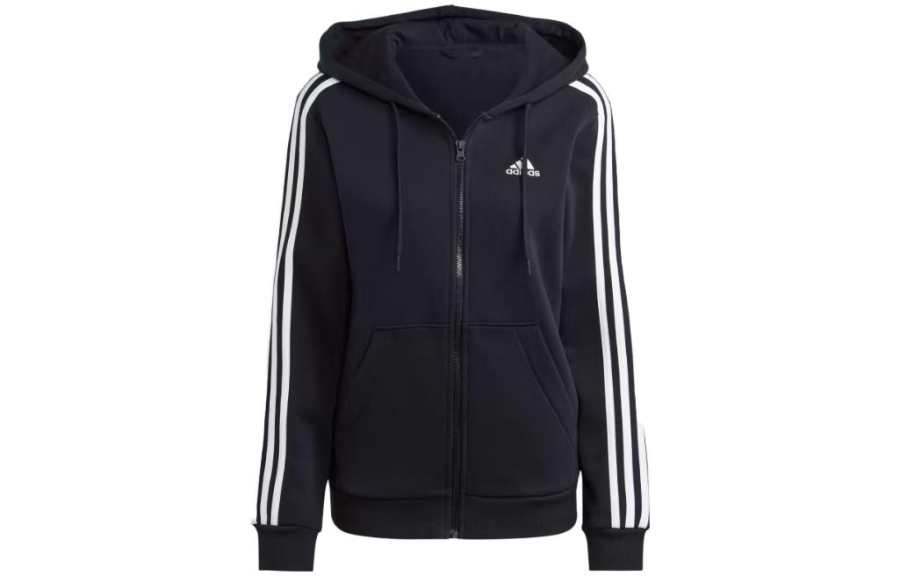Adidas Adidas Free Shipping With AdiClub Essentials 3 Stripes Full Zip Fleece Hoodie