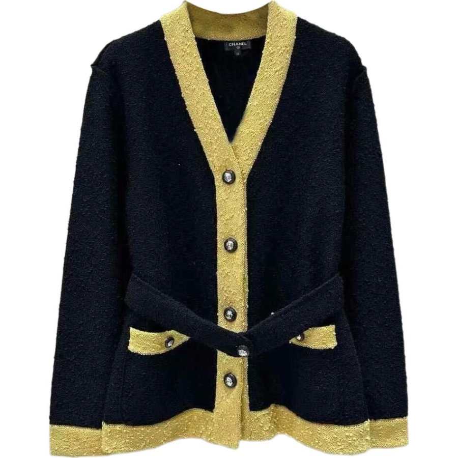 CHANEL Knitwear Women's Black V Neck Moderate Other