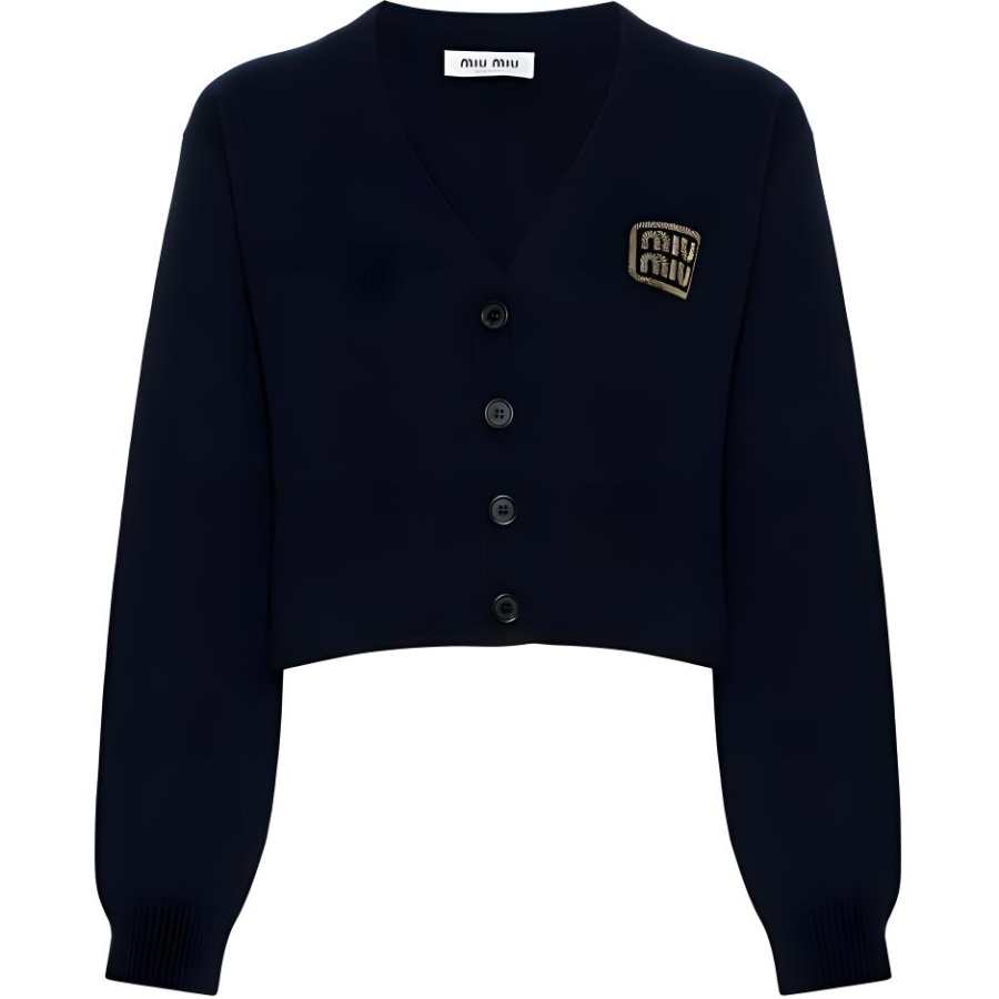 MIU MIU Logo embroidered Cashmere Cardigan