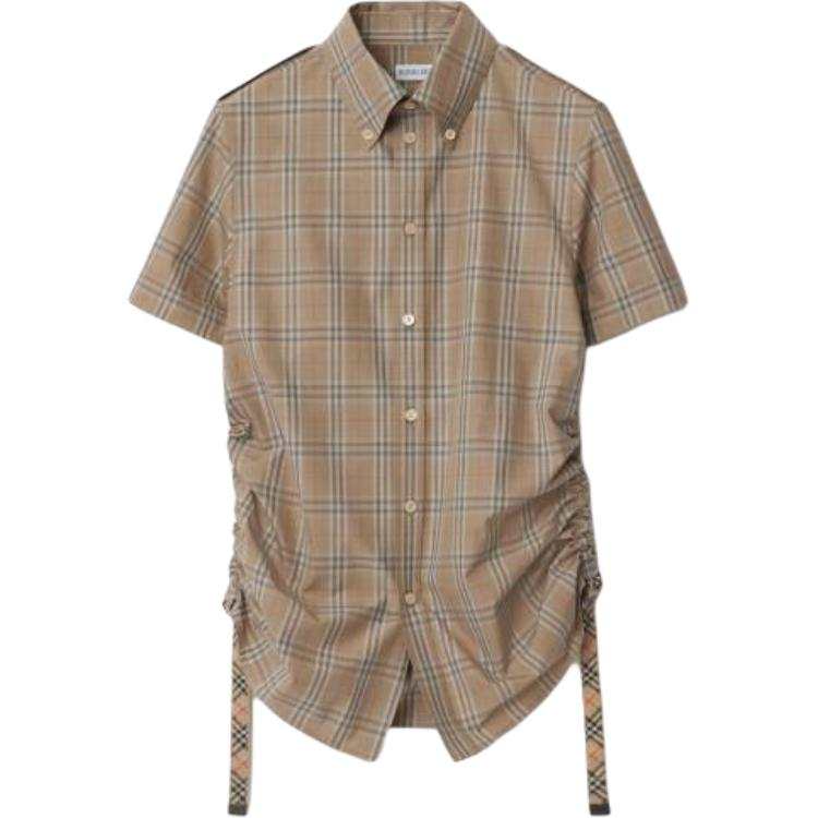 Burberry Burberry Checked Drawstring Hem Shirt