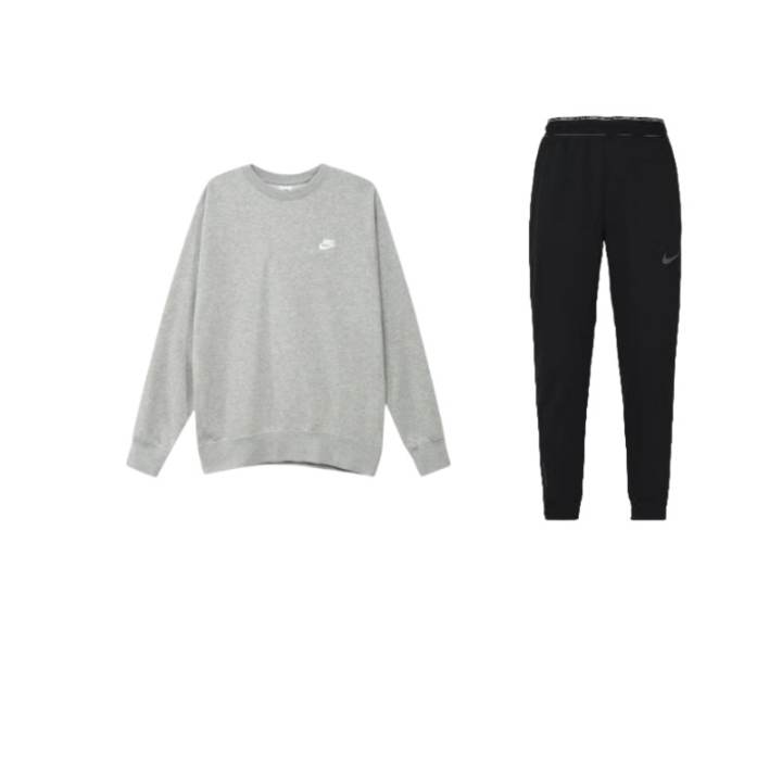 Nike Nike Sportswear Club Fleece Lined Thickened Round Neck Pullover Sweatshirt With Mid Rise Elastic Waist Long Pants