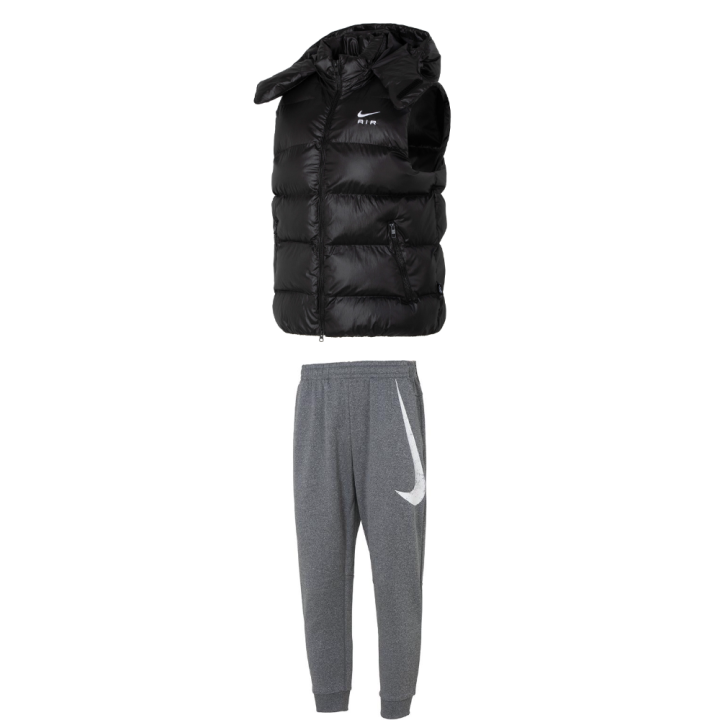 Nike Nike Casual Sportswear Men's Set Black Top+Gray Pants Hooded Moderate